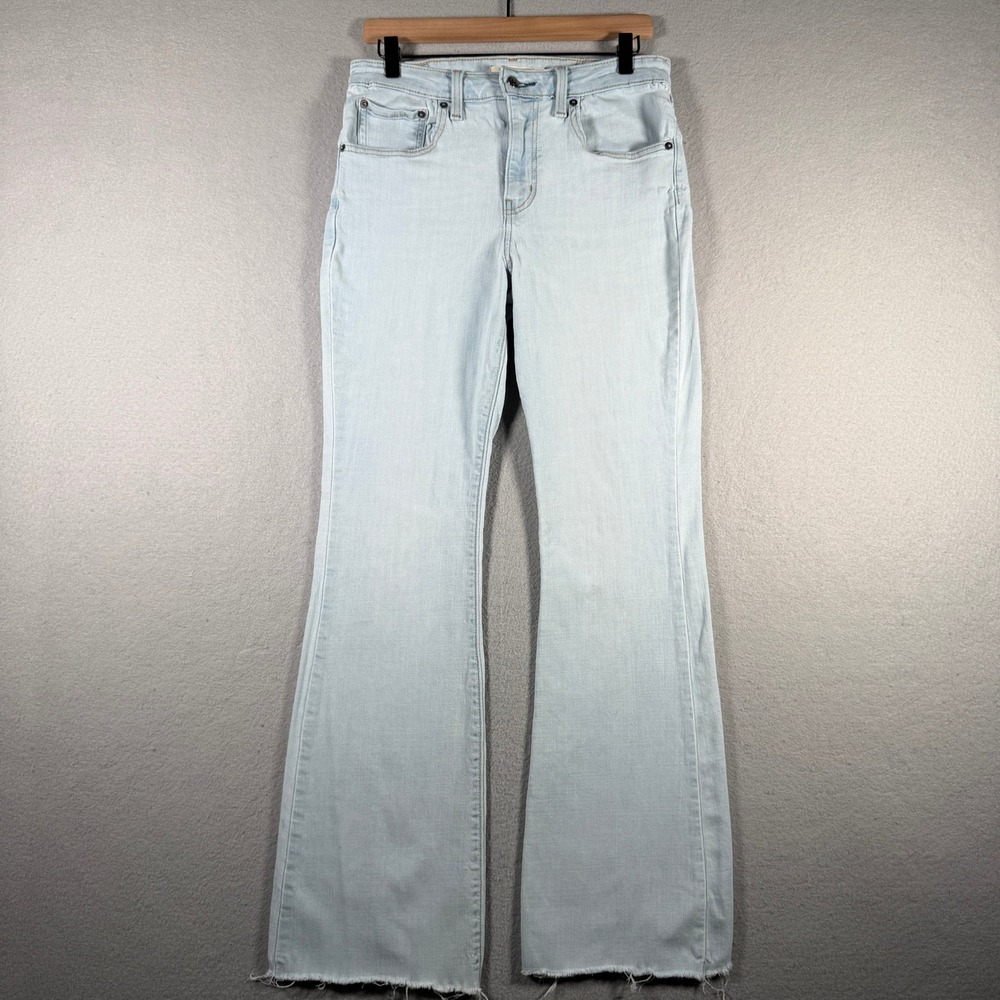 Levis 726 High Rise Flare Jeans Light Wash Blue Raw Hem Size 30 A3410-0011